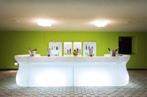 Bancone bar in polietilene luminoso DOTATO DI LUCE LED CON TELECOMANDO modulare attrezzato